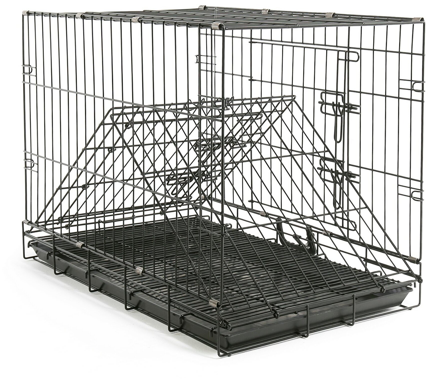 Клетка для собак металлическая ТоТо № 3+ черная, с 2-мя дверьми, поддоном и сеткой (78х49х56.5см) - фотография № 3