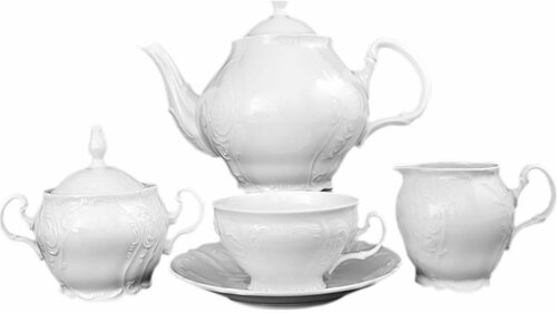 Чайный сервиз Деколь (отводка платина) На 6 персон 15 предметов Bernadotte