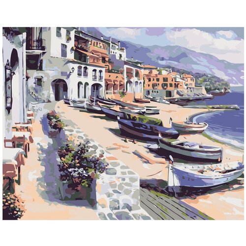 фото Лодки на побережье раскраска по номерам на холсте живопись по номерам