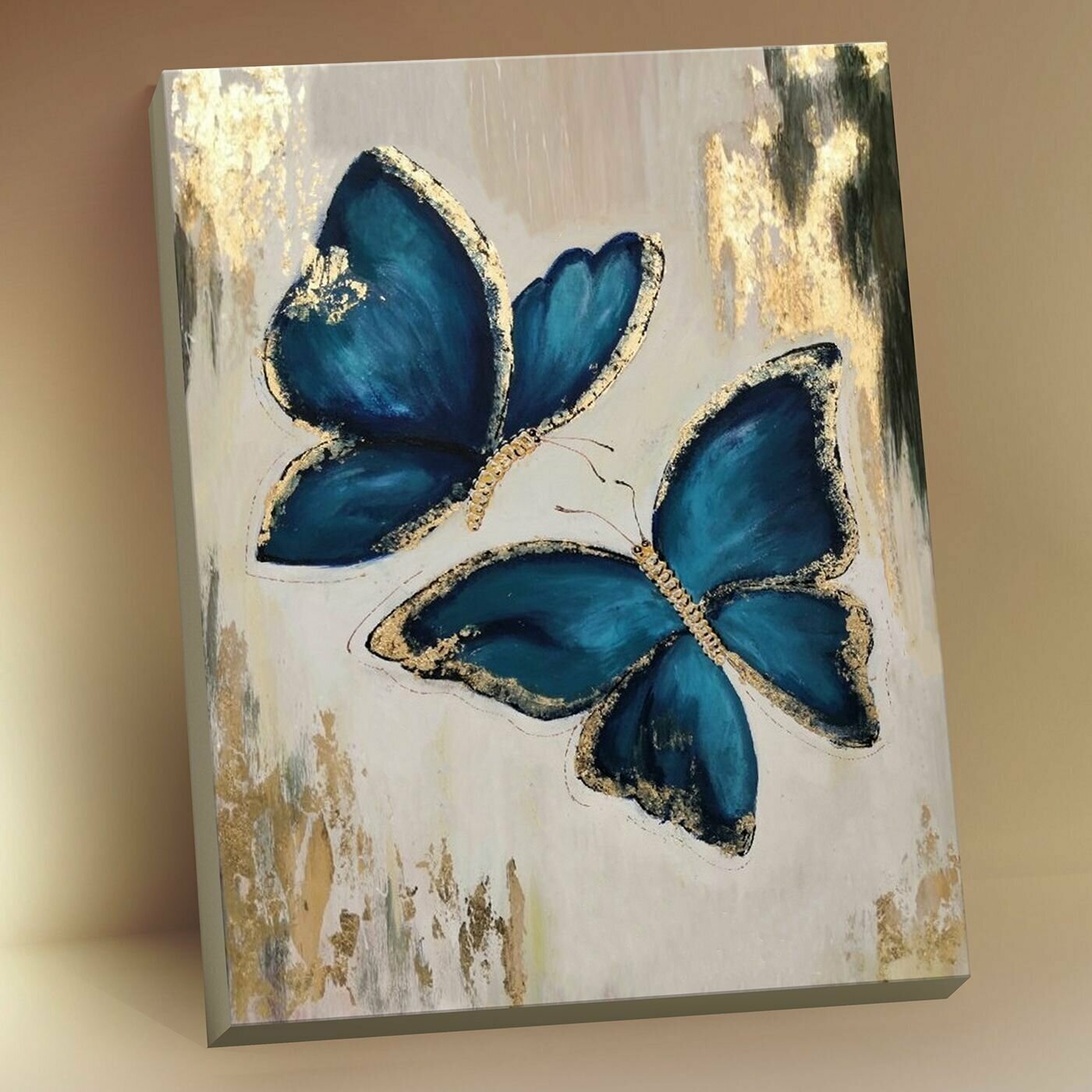 Картина по номерам с поталью (40х50 см) Синие бабочки