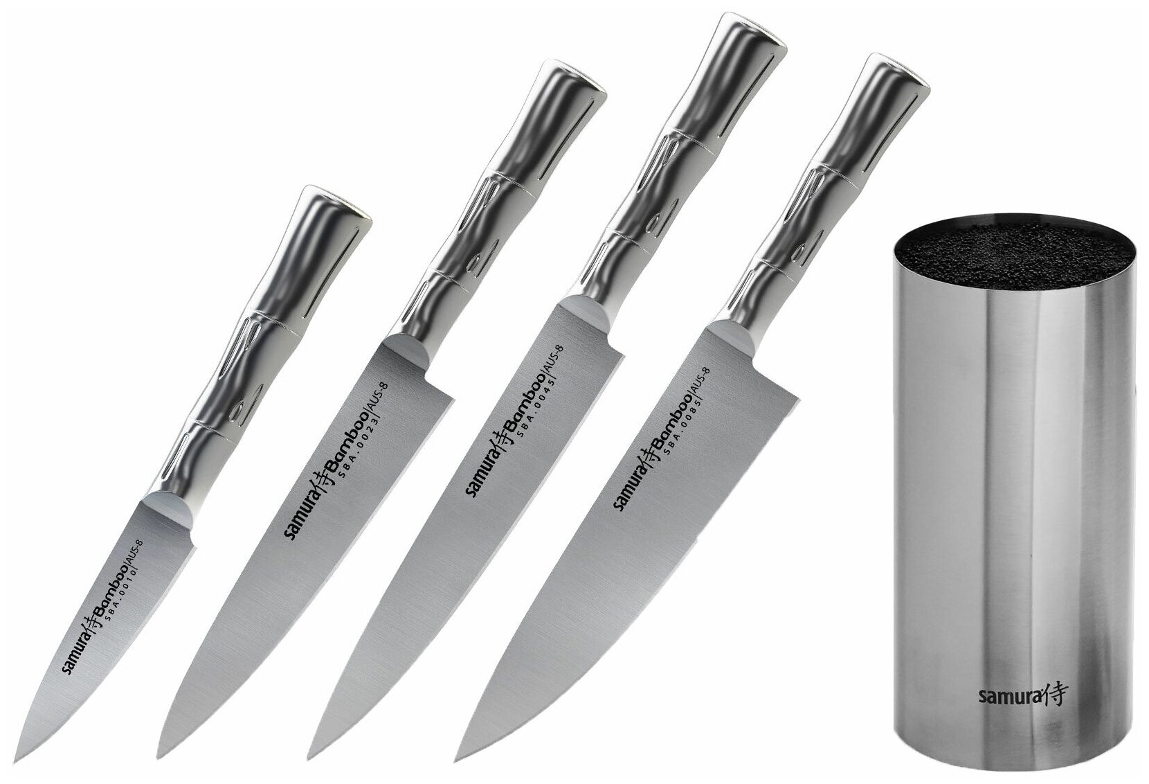 SBA-05/K набор из 4-Х кухонных ножей И подставки SAMURA BAMBOO - фотография № 2