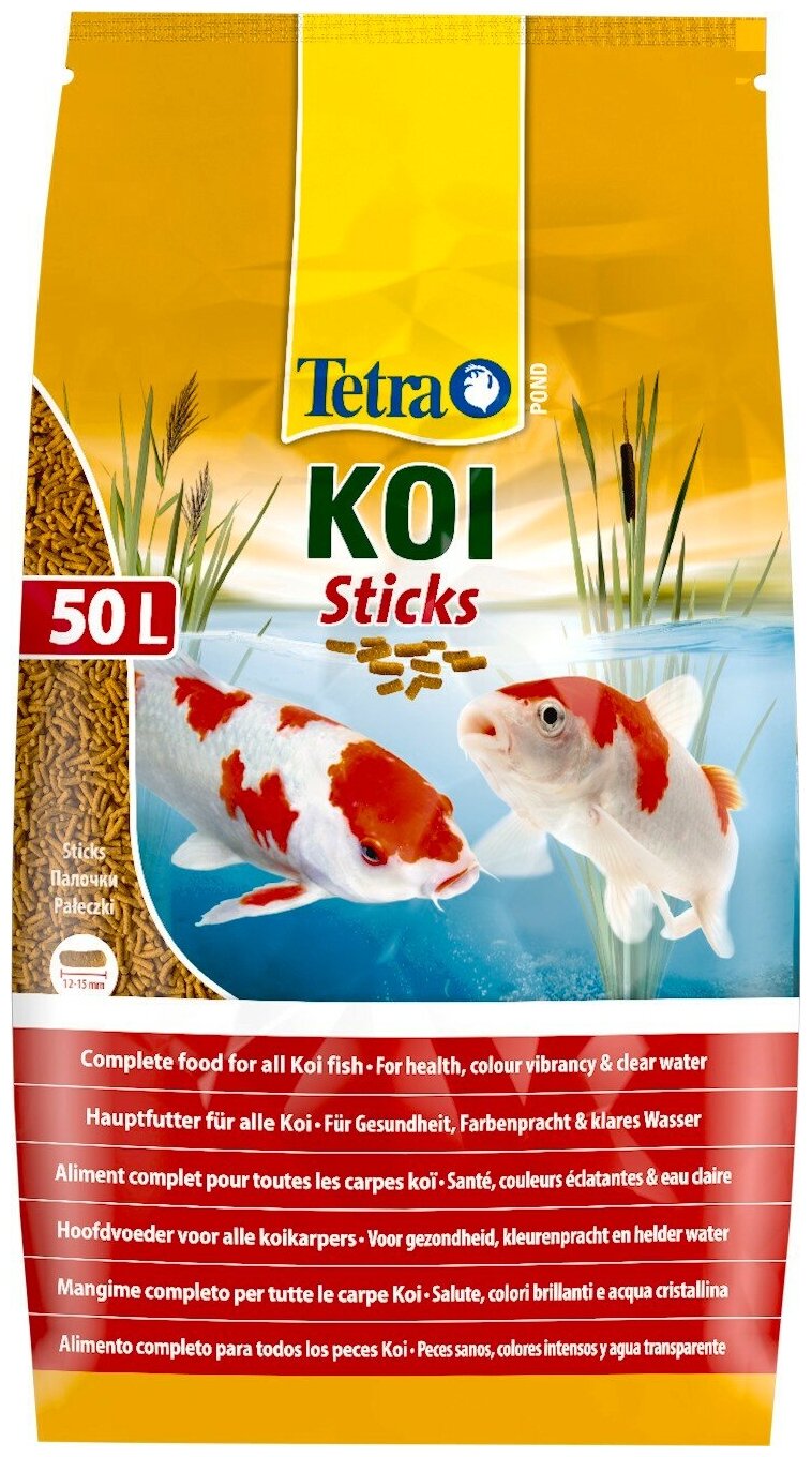 Корм для карпов кои Tetra Pond Koi Sticks 50 л, палочки для прудовых рыб