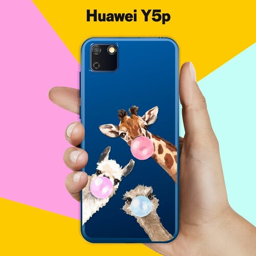 Силиконовый чехол Лама, жираф и страус на Huawei Y5p силиконовый чехол лама жираф и страус на samsung galaxy s21 ultra