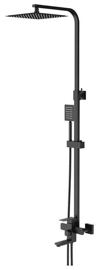 Душевая система Frap F24802-6 (стойка, тропический душ, лейка, шланг, смеситель), черная
