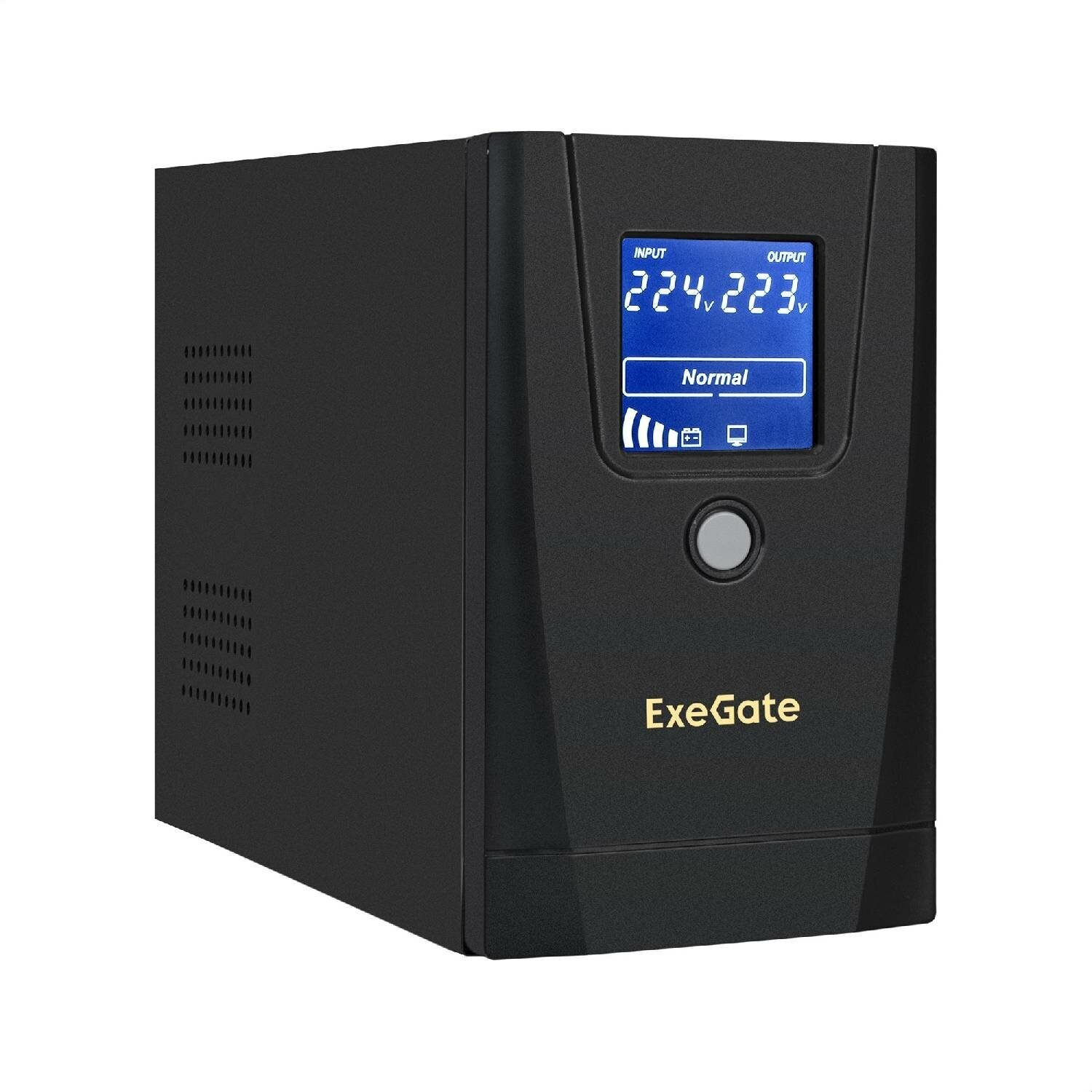 Источник бесперебойного питания EXEGATE SpecialPro Smart LLB-900.LCD.AVR.1SH.2C13 <900VA/500W, LCD, AVR, 1*Schuko+2*C13, металлический корпу