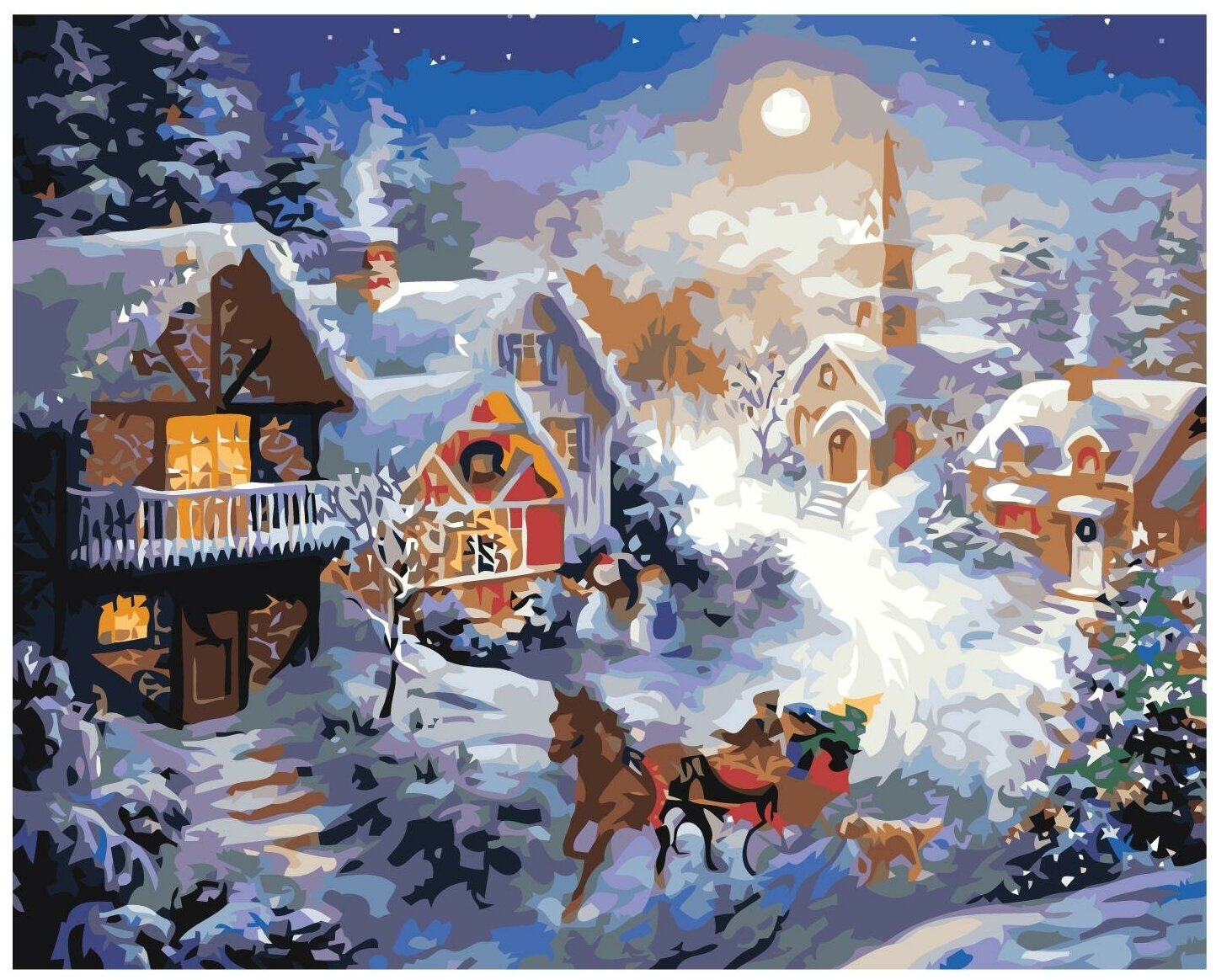 Рождественский вечер Раскраска картина по номерам на холсте