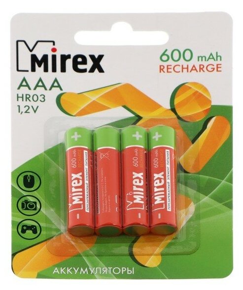 Mirex Аккумулятор Mirex Ni-Mh AAA HR03-4BL 1.2В 600 мАч блистер 4 шт.