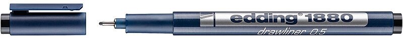 Ручка капиллярная edding 1880 drawliner, для эскизов, круглый наконечник, черный 0.5 мм