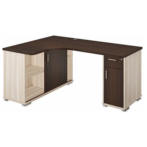 фото Письменный стол угловой мэрдэс домино ср-160м, шхг: 160х116 см, угол: слева, цвет: карамель/венге/венге