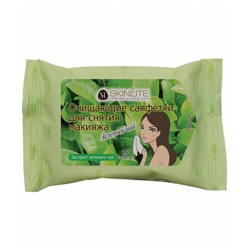 Очищающие салфетки для снятия макияжа Зеленый Чай мини (15шт)