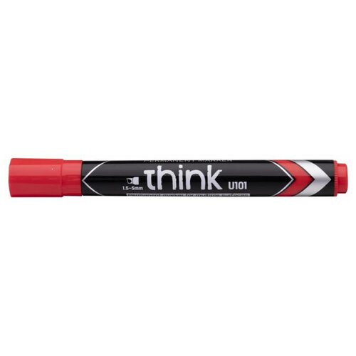 Маркер перманентный Deli EU10140 Think скошенный пиш. наконечник 1.5-5мм красный маркер перманентный stanger m236 712006 скошенный пиш наконечник 1 4мм красный 10 шт в упаковке