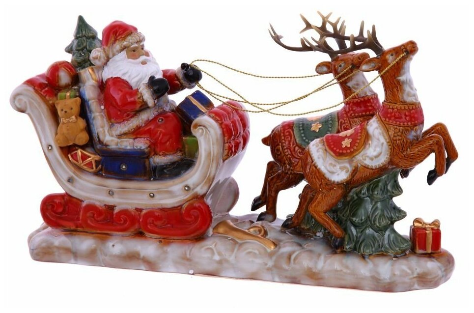 Фигурка декоративная "Дед Мороз на санях" с подсветкой (3хАА) L445 W12 H24 см