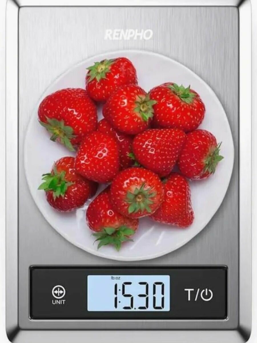 Весы кухонные электронные RENPHO Smart Food Scale 2 ES-SNS01, умные, измерение 23 показателей состава продукта для контроля питания, серебристые - фотография № 11