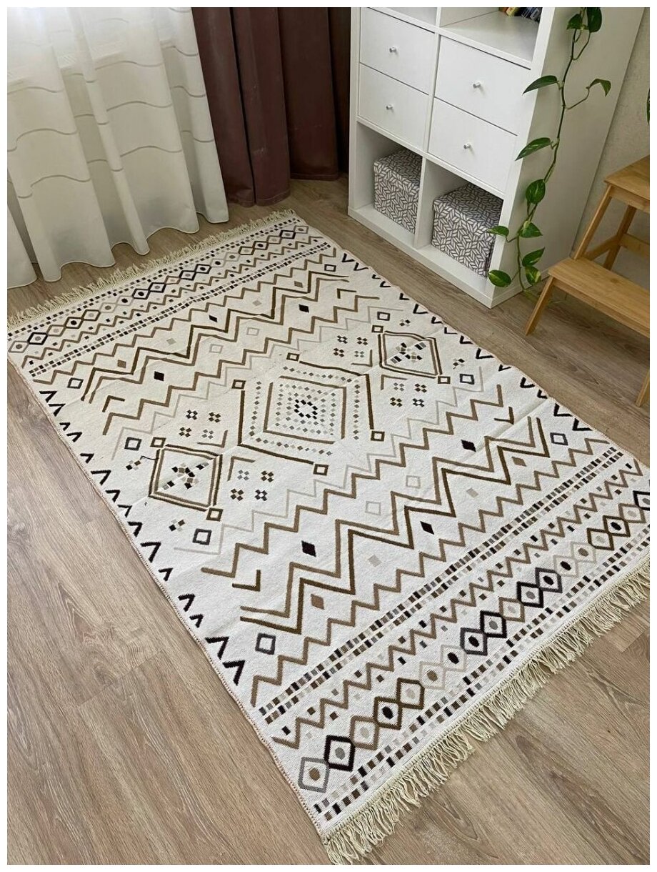 Ковер комнатный хлопковый килим 120×180 - фотография № 2