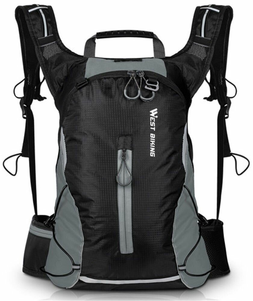Рюкзак WEST BIKING 16л для велоспорта путешествий кемпинга - черный с серым