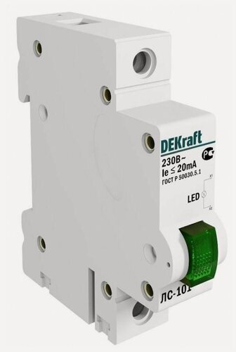 Изображение товара Лампа сигнальная ЛС-101 на DIN-рейку 1p зел. LED DEKraft 18004DEK