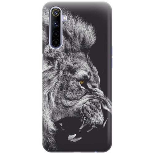 фото Cиликоновый чехол на realme 6 / рилми 6 с принтом "морда льва" gosso