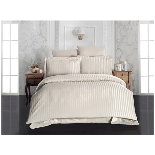 фото Постельное белье 2 спальное евро karna perla бежевое (200x220 / 240x260 / 50x70x2+70x70x2)