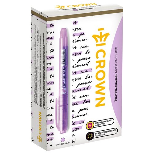фото Crown набор текстовыделителей multi hi-lighter, фиолетовый, 12 шт.
