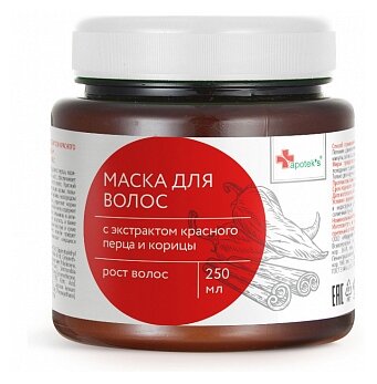 Apoteks Маска для волос с экстрактом красного перца и корицы, 250 г, 250 мл, банка