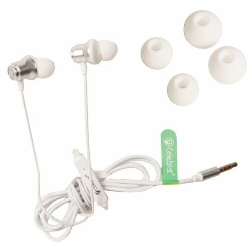 Наушники Celebrat D5 внутриканальные микрофон кнопка ответа кабель 12м белый 24200₽