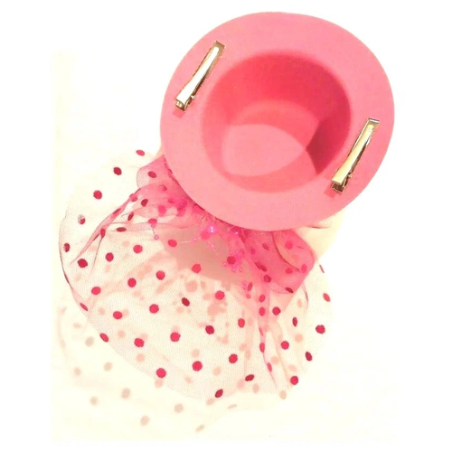 Карнавальная шляпка-заколка с вуалеткой Розовая малая карнавальная шляпка заколка с вуалеткой бежевая