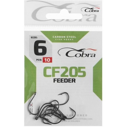 крючки cobra feeder сер cf205 разм 006 10шт Крючки Cobra FEEDER сер. CF205 разм.006 10шт.