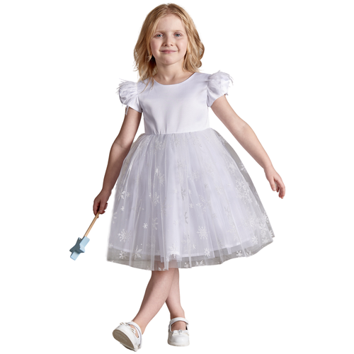 фото Нарядное вечернее белое платье для девочки, снежинка, новогоднее, праздничное 30 (110-116) 5-6 лет светланка