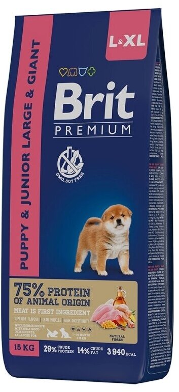 Brit Premium Dog Pupp&Junior Large and Giant 15кг х 2шт курица сух.д/щен.и мол.соб.кр.и гиг.пор