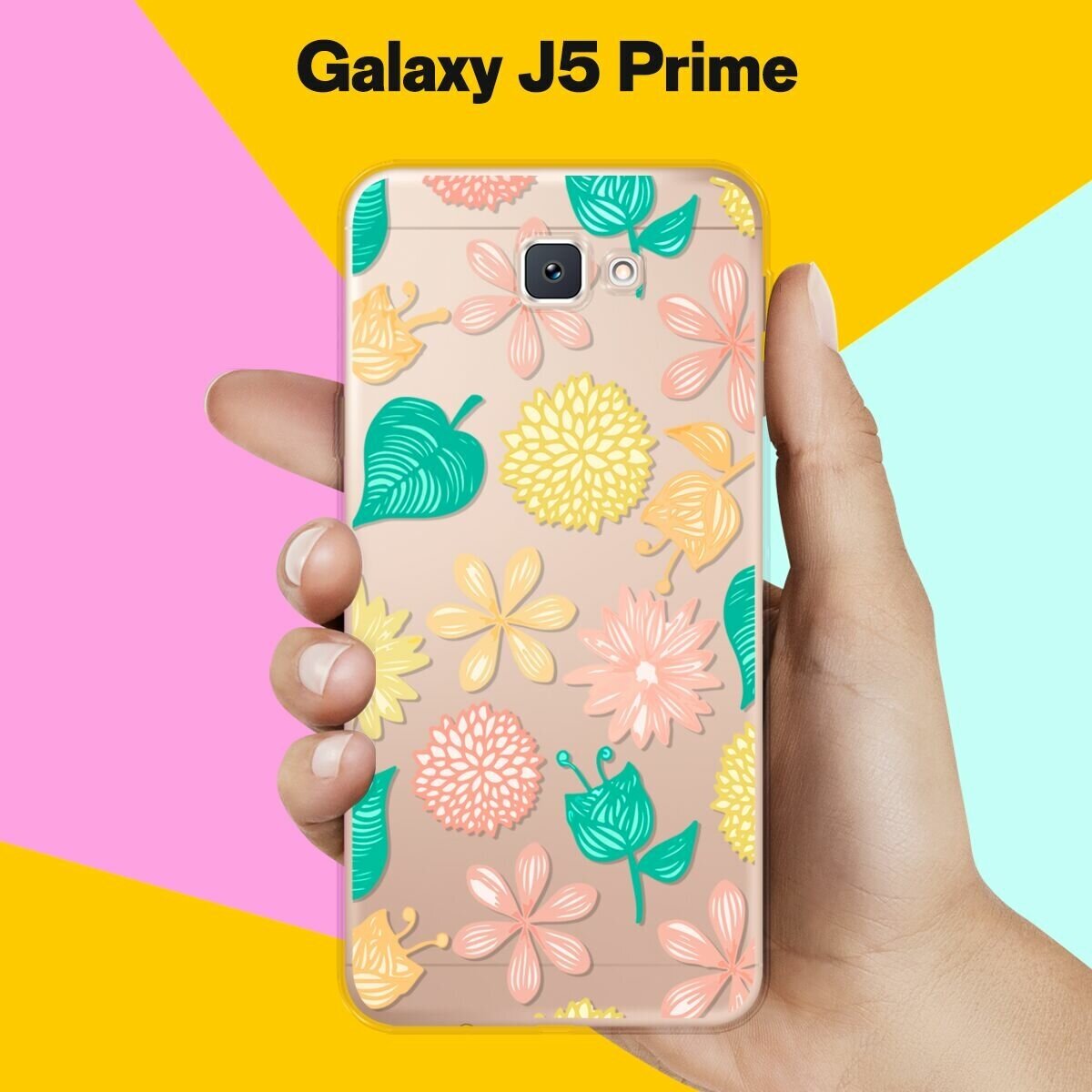 Силиконовый чехол на Samsung Galaxy J6+ Узор из цветов / для Самсунг Галакси Джей 6 Плюс 2018