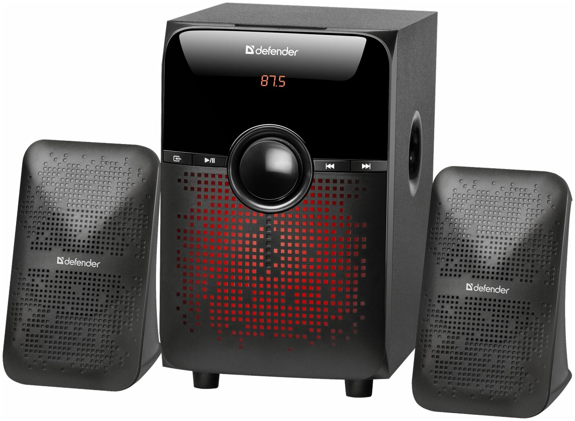 Колонки DEFENDER X182 акустическая 2.1 18Вт, BT/FM/MP3/SD/USB/LED/RC