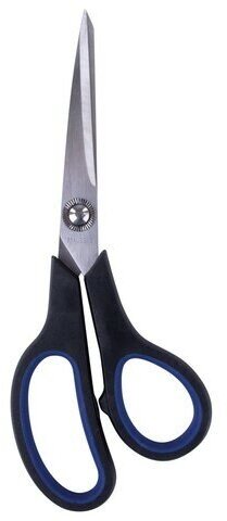 Ножницы BRAUBERG "Soft Grip", 190 мм, черно-синие, резиновые вставки, 3-х сторонняя заточка, 230762