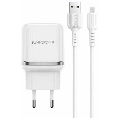 Сетевое зарядное устройство USB Borofone BA36A (3А/QC3.0/кабель MicroUSB) <белый> сетевое зарядное устройство hoco c22a little superior кабель microusb белый