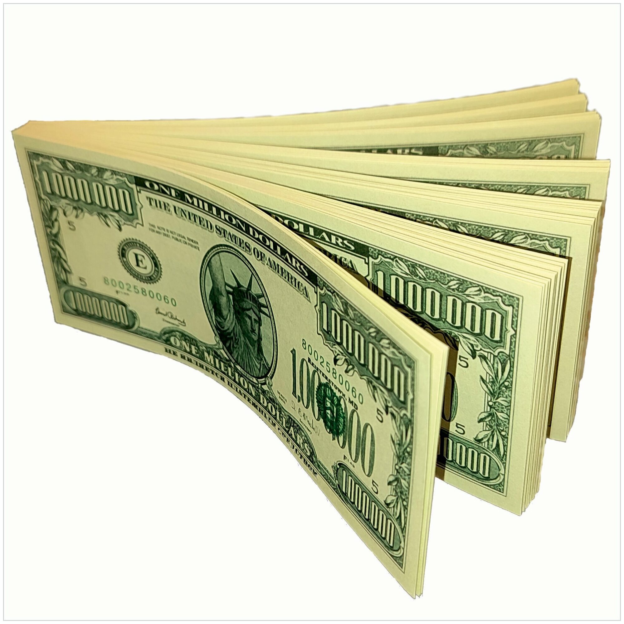 Блокнот-визитка пачка денег 1 000 000 долларов США / Записная книжка / Блокнот в линейку, 80 л.