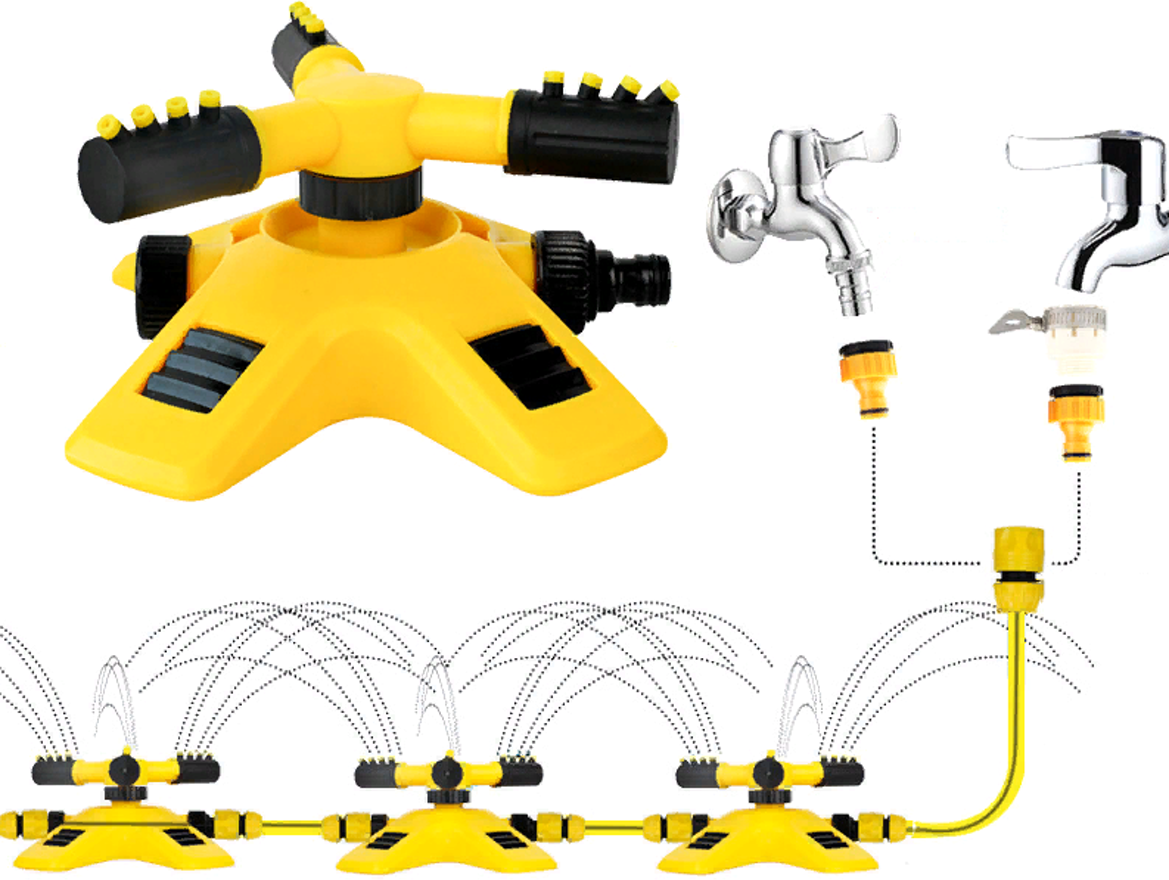 Разбрызгиватель-дождеватель вращающейся для полива / комплект (2 разбрызгивателя, 3 быстросъёмных коннектора, 1 переходник - фотография № 3