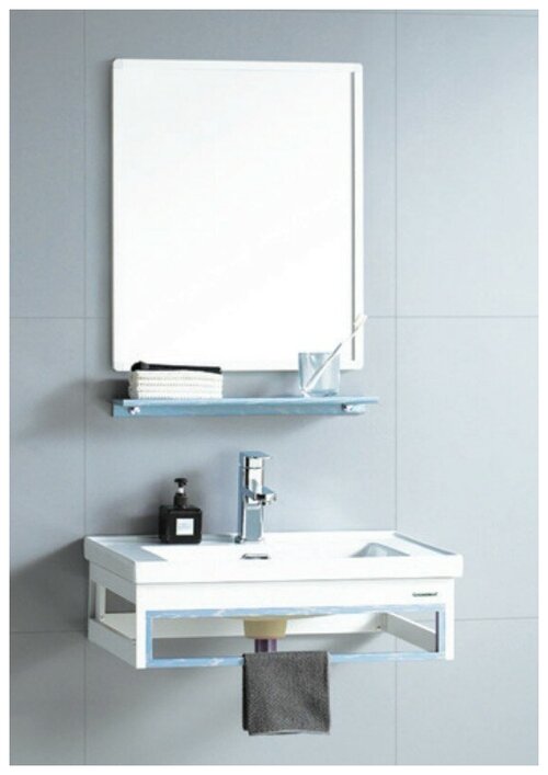 Комплект мебели для ванной River LAURA 805, белый/голубой