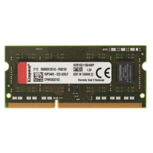 Оперативная память Kingston ValueRAM 4 ГБ DDR3 1600 МГц SODIMM CL11 KVR16S11S8/4WP оперативная память kingston 4gb valueram kvr16s11s8 4wp