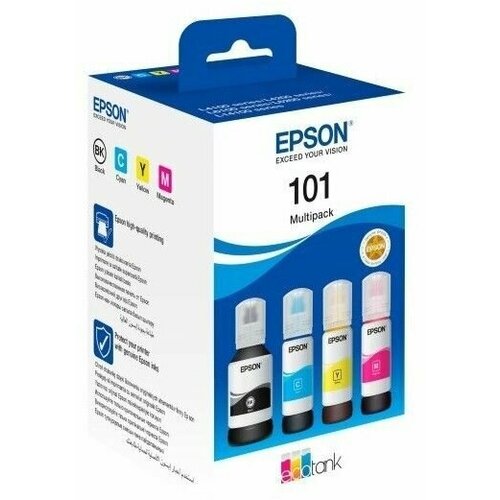 Epson 101 - C13T03V64A чернила цветной + черный 210 мл комплект (оригинал) чернила inko 101 для принтеров epson l4160 l4150 l4167 l6160 l6170 l6190