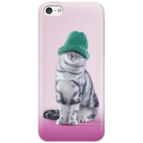 фото Cиликоновый чехол на apple iphone 5c / эпл айфон 5с с принтом "кот в зеленой шапке" gosso