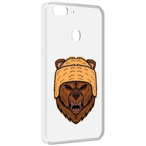 Чехол MyPads Медведь-в-шапке для Oppo Realme 2 задняя-панель-накладка-бампер