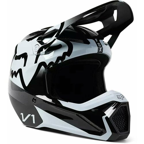 Мотошлем Fox V1 Leed Helmet (Black/White, XL, 2023 (29657-018-XL))