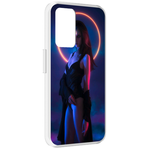 Чехол MyPads девушка с неоновым кругом женский для Realme GT Neo3T задняя-панель-накладка-бампер