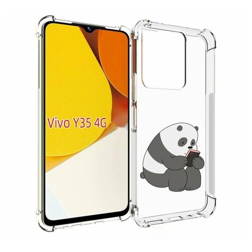 Чехол MyPads панда-в-телефоне для Vivo Y35 4G 2022 / Vivo Y22 задняя-панель-накладка-бампер