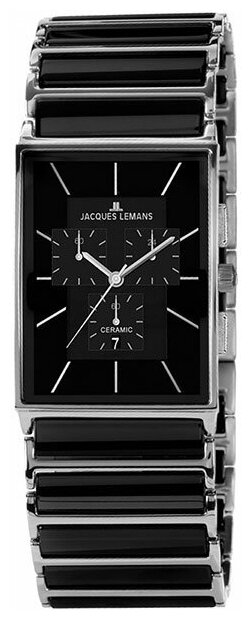Наручные часы JACQUES LEMANS Наручные часы женские на браслете Jacques Lemans 1-1900A с хронографом, черный
