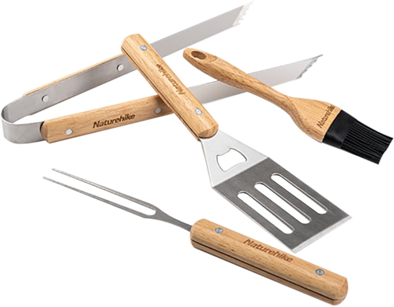 Набор посуды Naturehike Four-piece barbecue tool set Wood/Stainless Steel Color - фотография № 1