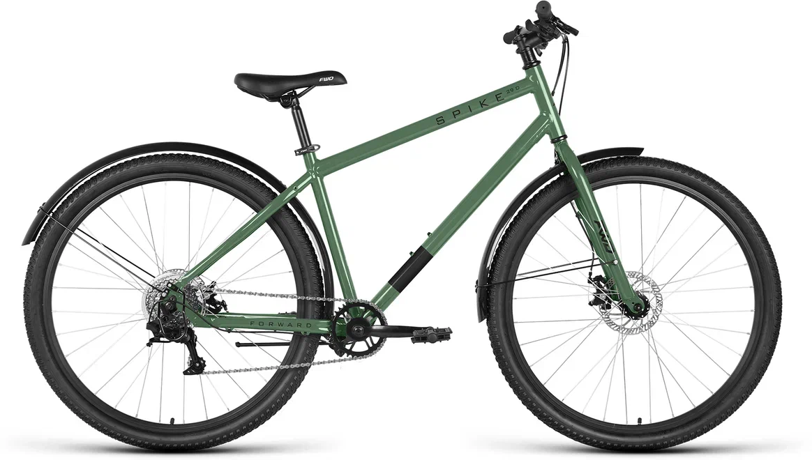 Велосипед взрослый дорожный Forward 29" SPIKE D AL рама 18" зелено-черный