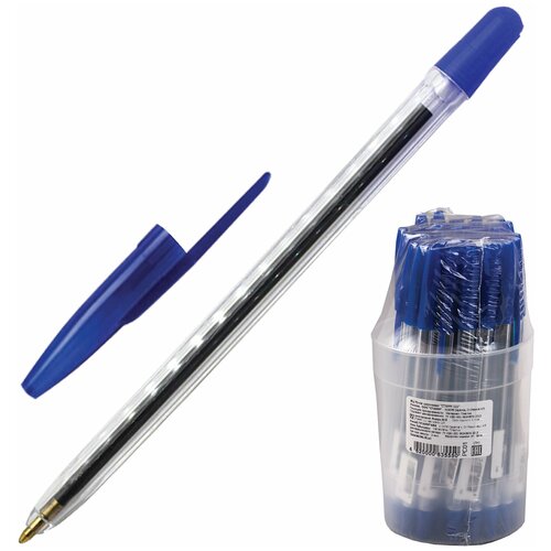 Ручка шариковая масляная СТАММ 111, синяя, корпус прозрачный, узел 1 мм, линия письма 0,7 мм, РС21 50 шт.