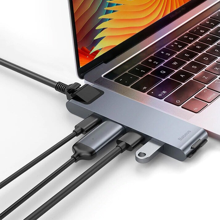 USB-концентратор Baseus (CAHUB-L0G) для MacBook Pro (Deep Grey) - фото №10