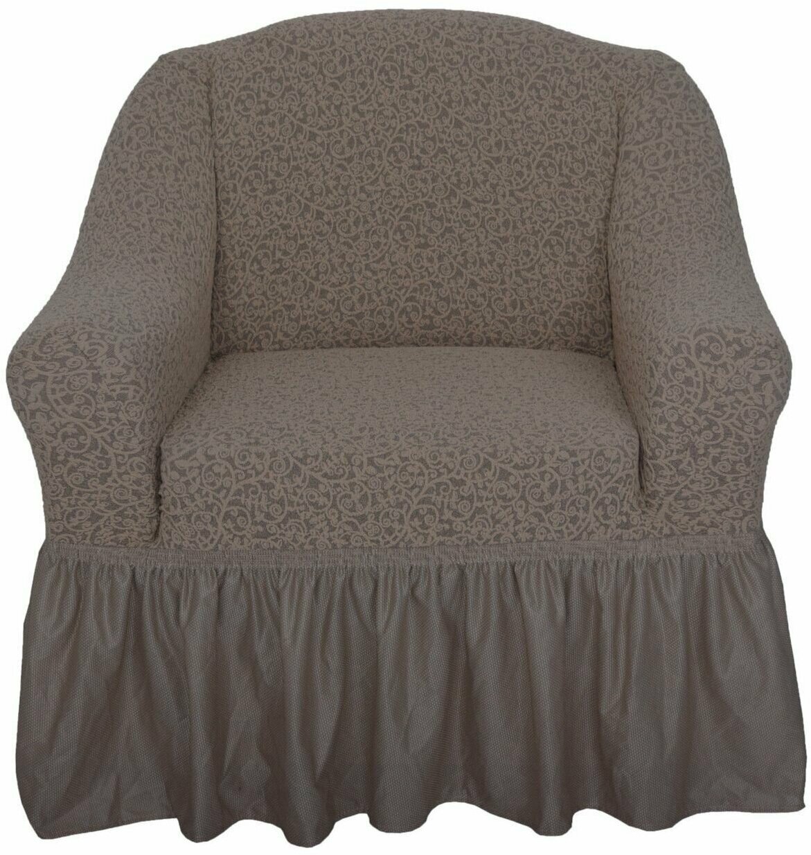 фото Чехол на кресло с оборкой "Жаккард" 1 шт, универсальный на резинке накидка дивандек на кресло