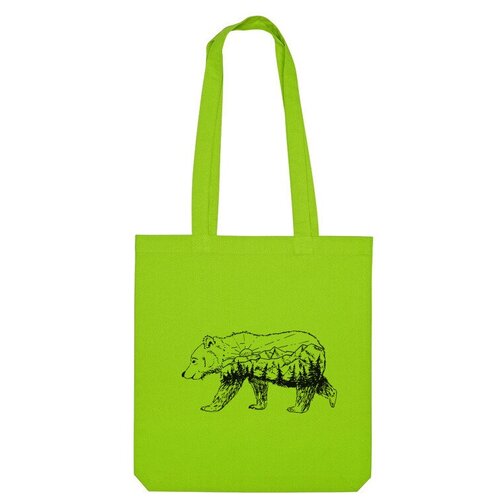 Сумка шоппер Us Basic, зеленый мужская футболка медведь и горы графика s желтый